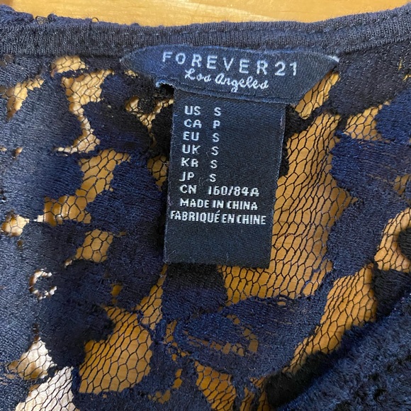 Forever 21 Black Lace Dress Overlay with cross-stitch red rose design - Picture 12 of 16